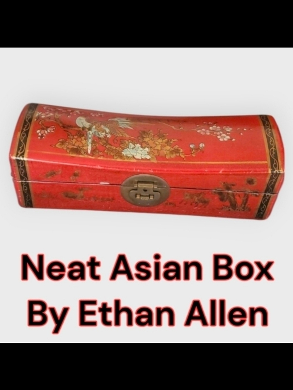 Ethan Allen box home size 16" x‎ 5" Asian Decorative red Gold Black